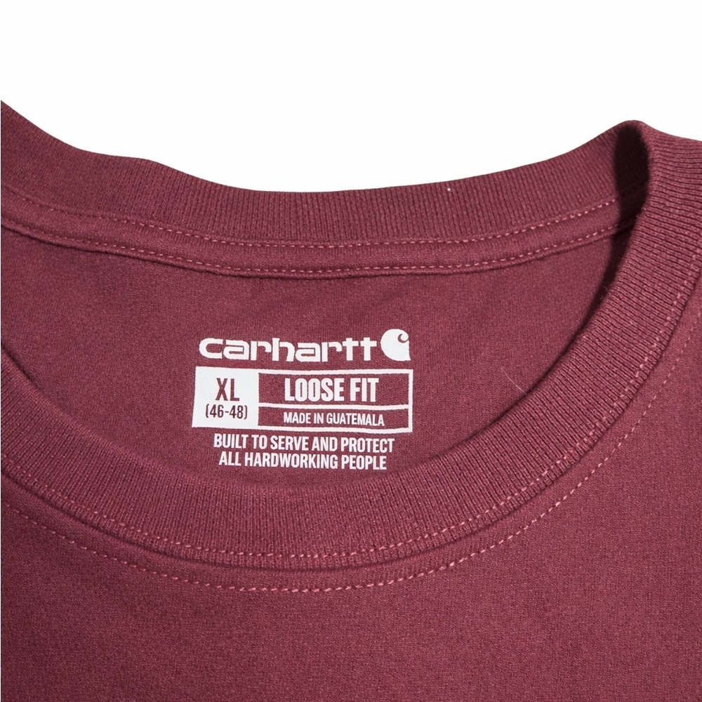 Carhartt K87 Loose Fit Heavyweight Pocket T-Shirt XL Maroon 100% Cotton - Picture 4 of 9